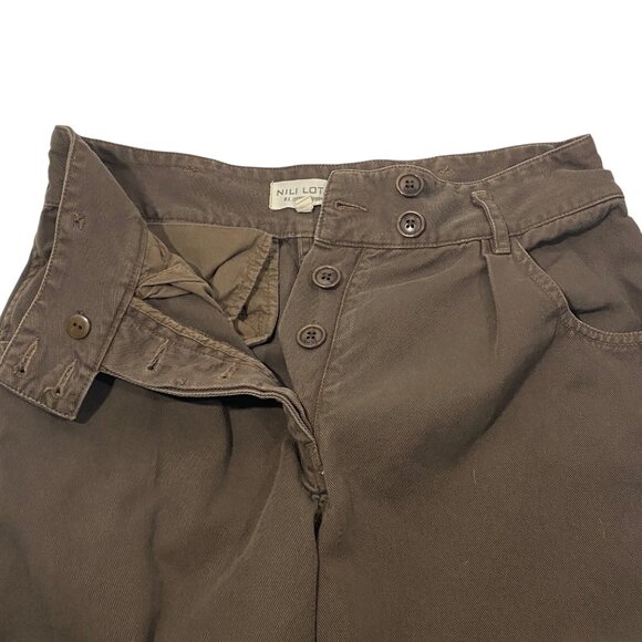 Nili Lotan Military jogger Pants Mocha Brown twill pleat front Cotton Jogger 4 - Picture 6 of 9